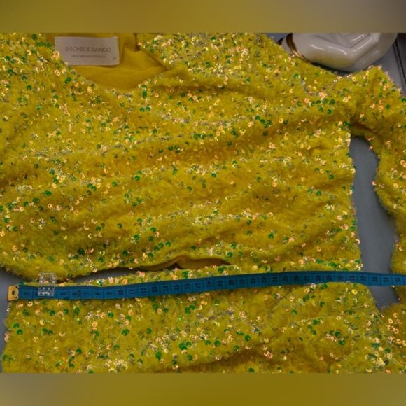 🆕 BRONX & BANCO 🧿 NWOT Ricky Asymmetrical Sequins Gown, Lemon - Sz M US 6 - Picture 16 of 16